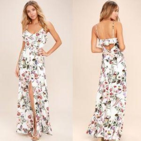 Lulus Dresses & Skirts - Lulu’s bloom on ivory floral print maxi dress